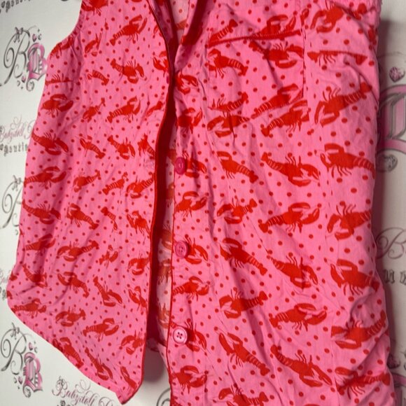 Alexandra bartlett tank top button up lobster 🦞 Pink and Red Sleeveless Shirt - Picture 3 of 9